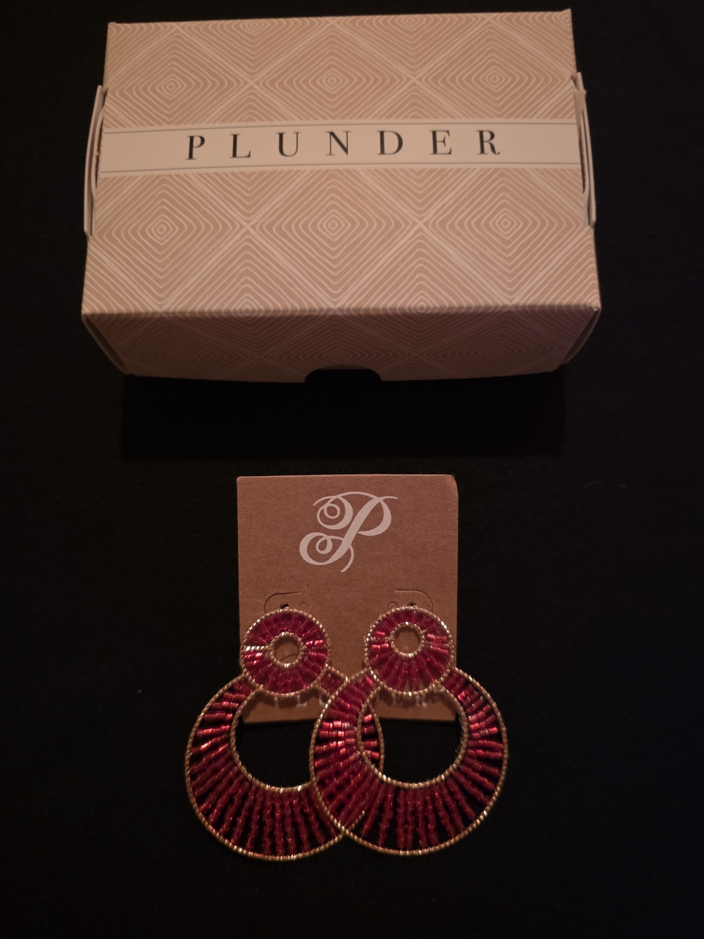 Plunder Fuchsia and Gold Woven Hoop Earrings
